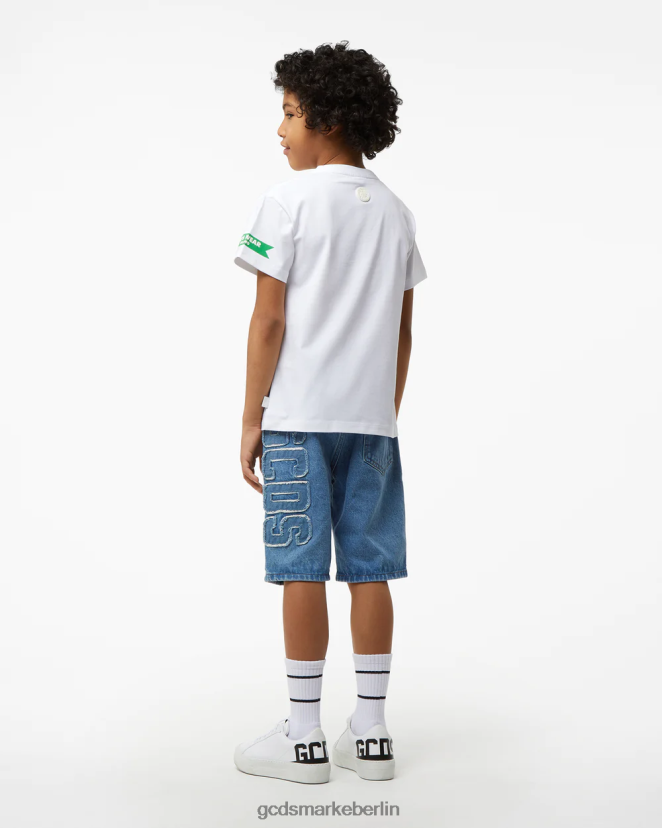 GCDS Kinder Junior-T-Shirt „ciao“. LP42F725 Weiß Kleidung