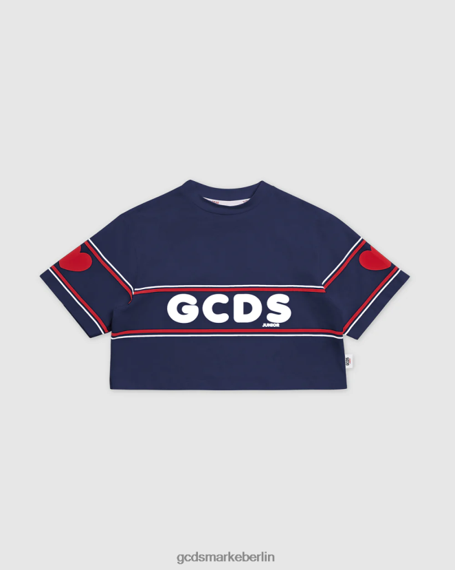 GCDS Kinder Junior-T-Shirt mit Crop-Logo LP42F791 Dunkelblau Kleidung