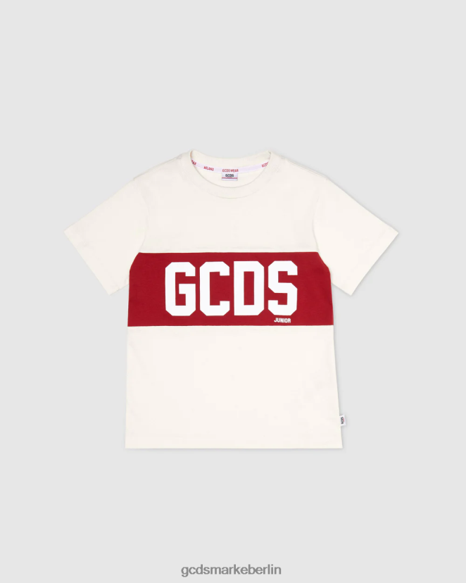 GCDS Kinder Junior-T-Shirt mit Logoband LP42F709 Schaumgrau Kleidung