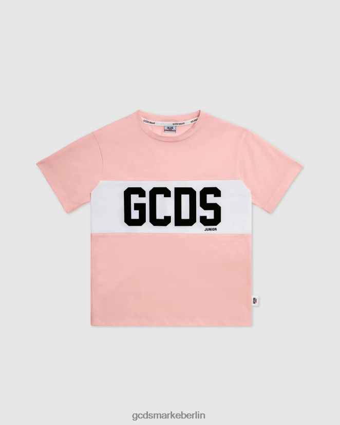 GCDS Kinder Junior-T-Shirt mit Logoband LP42F712 Rosa Kleidung