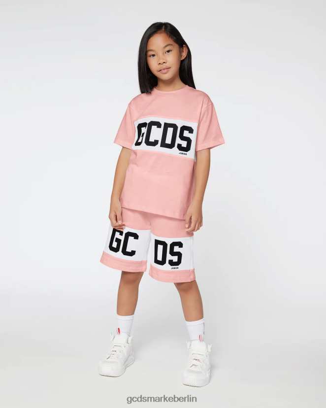 GCDS Kinder Junior-T-Shirt mit Logoband LP42F712 Rosa Kleidung