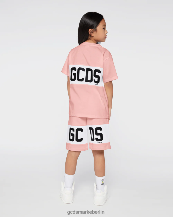 GCDS Kinder Junior-T-Shirt mit Logoband LP42F712 Rosa Kleidung