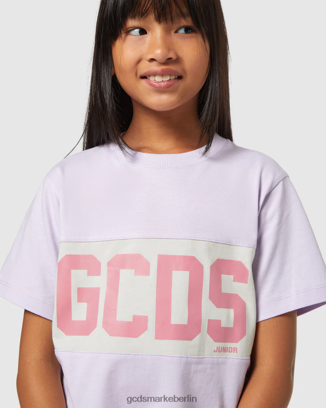 GCDS Kinder Junior-T-Shirt mit Logoband LP42F714 lila Kleidung