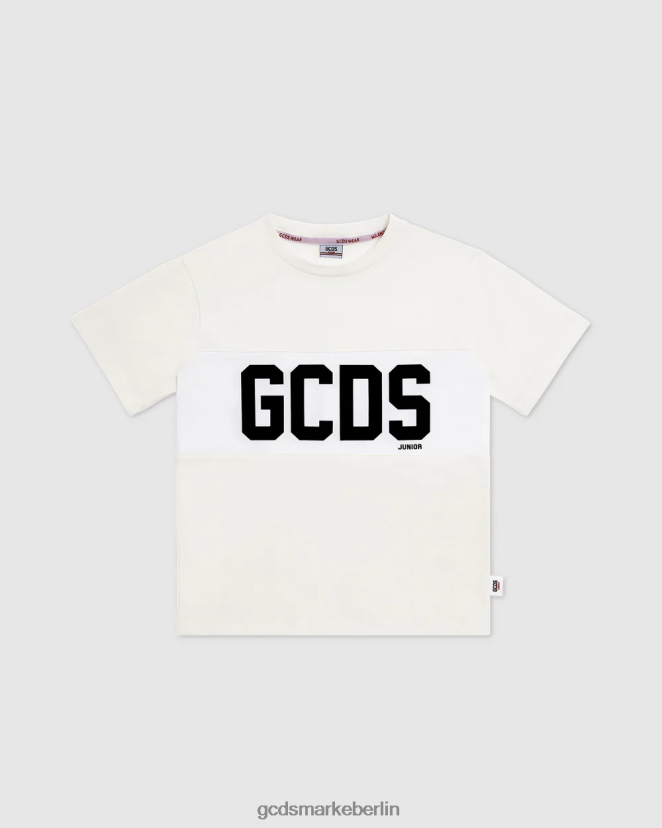 GCDS Kinder Junior-T-Shirt mit Logoband LP42F724 cremefarben Kleidung