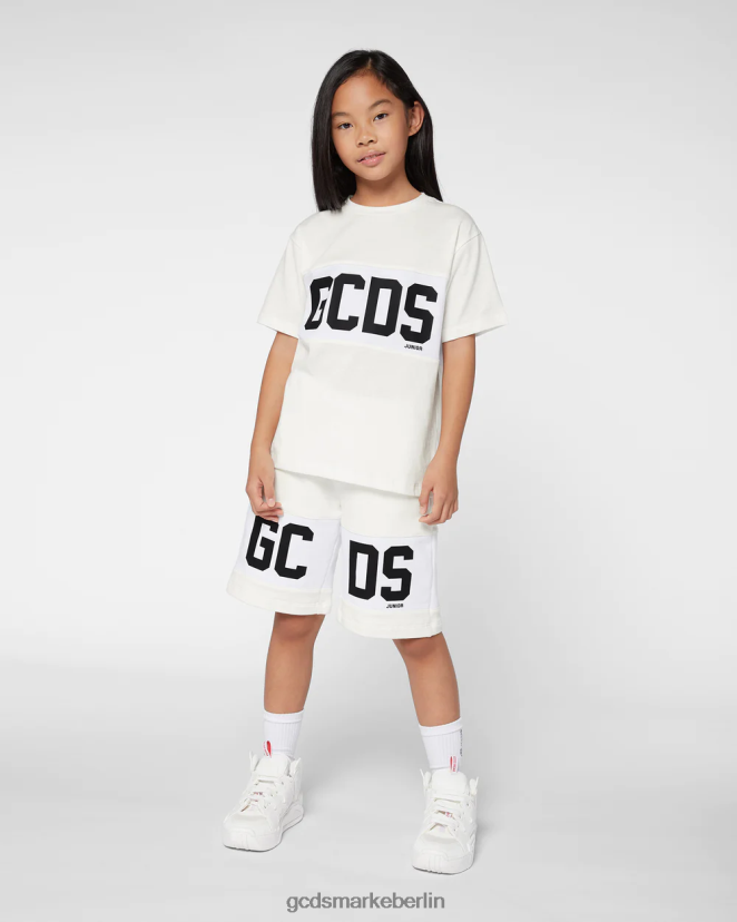 GCDS Kinder Junior-T-Shirt mit Logoband LP42F724 cremefarben Kleidung