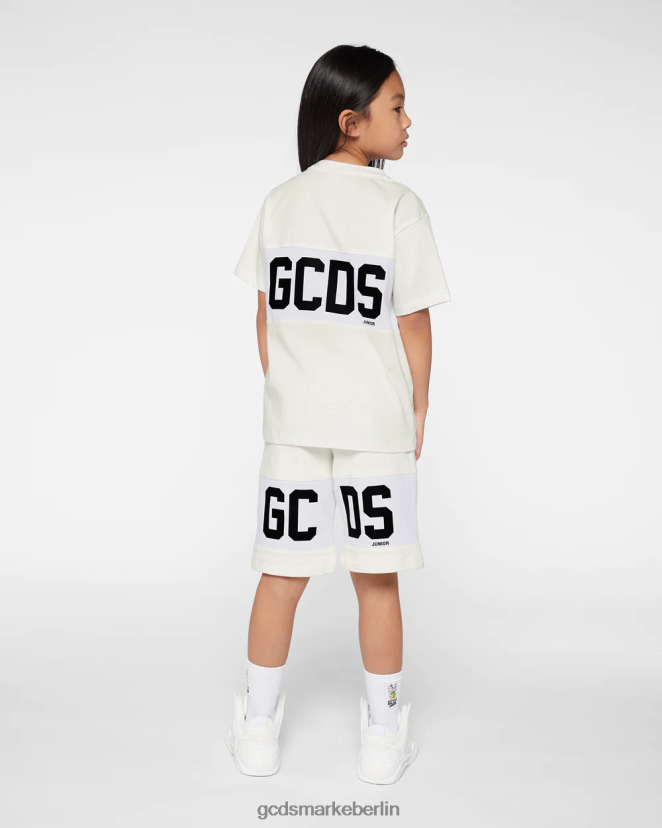 GCDS Kinder Junior-T-Shirt mit Logoband LP42F724 cremefarben Kleidung