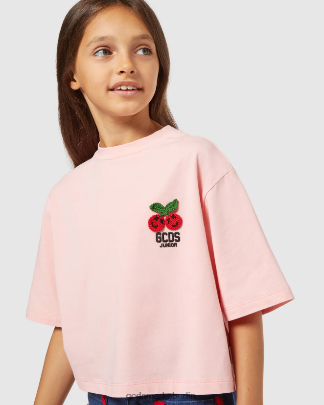 GCDS Kinder Kirsch-T-Shirt für Kinder LP42F801 Rosa Kleidung