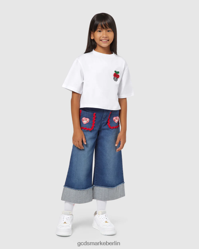 GCDS Kinder Kirsch-T-Shirt für Kinder LP42F802 Weiß Kleidung