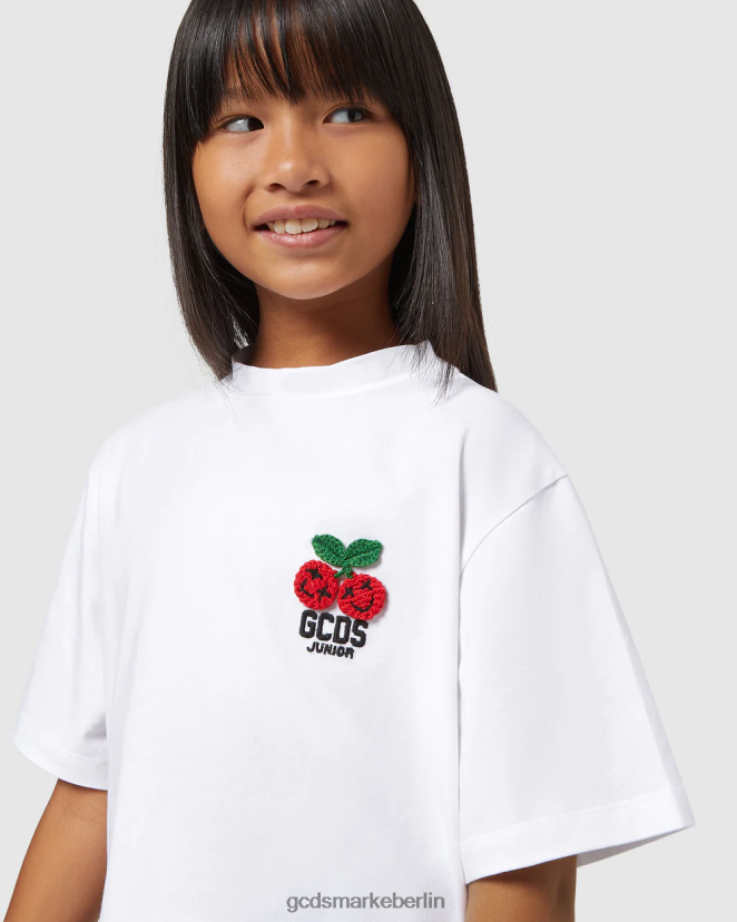 GCDS Kinder Kirsch-T-Shirt für Kinder LP42F802 Weiß Kleidung