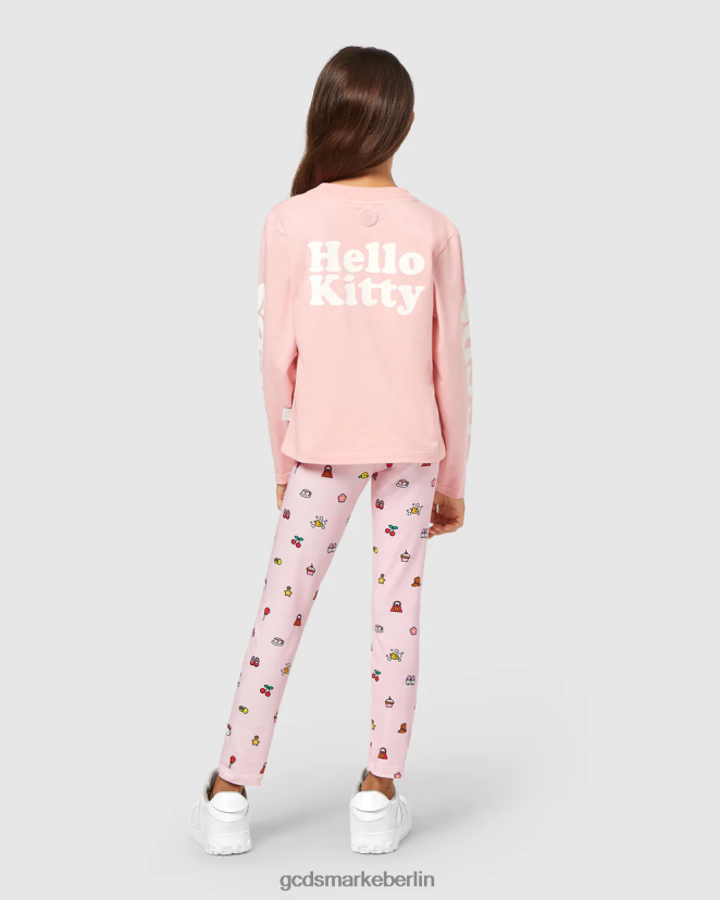 GCDS Kinder Langarm-T-Shirt „Hello Kitty“ für Junioren LP42F799 Rosa Kleidung