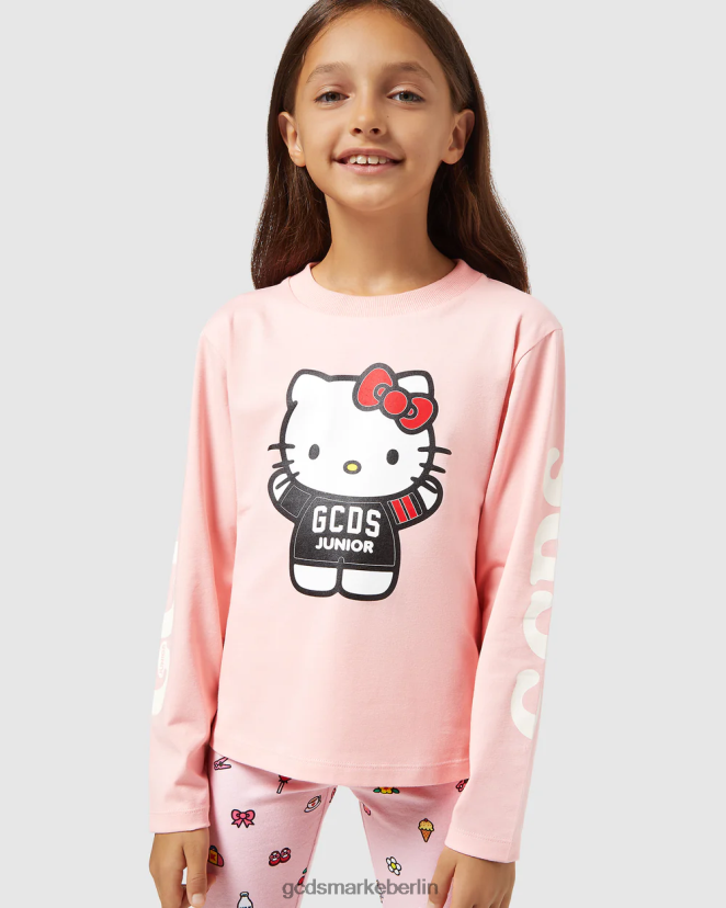 GCDS Kinder Langarm-T-Shirt „Hello Kitty“ für Junioren LP42F799 Rosa Kleidung