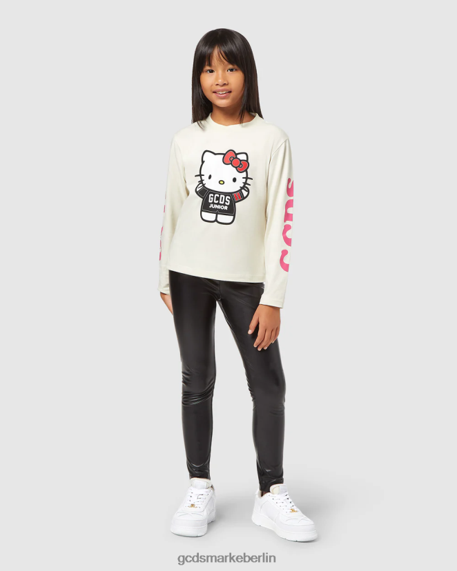 GCDS Kinder Langarm-T-Shirt „Hello Kitty“ für Junioren LP42F800 cremefarben Kleidung