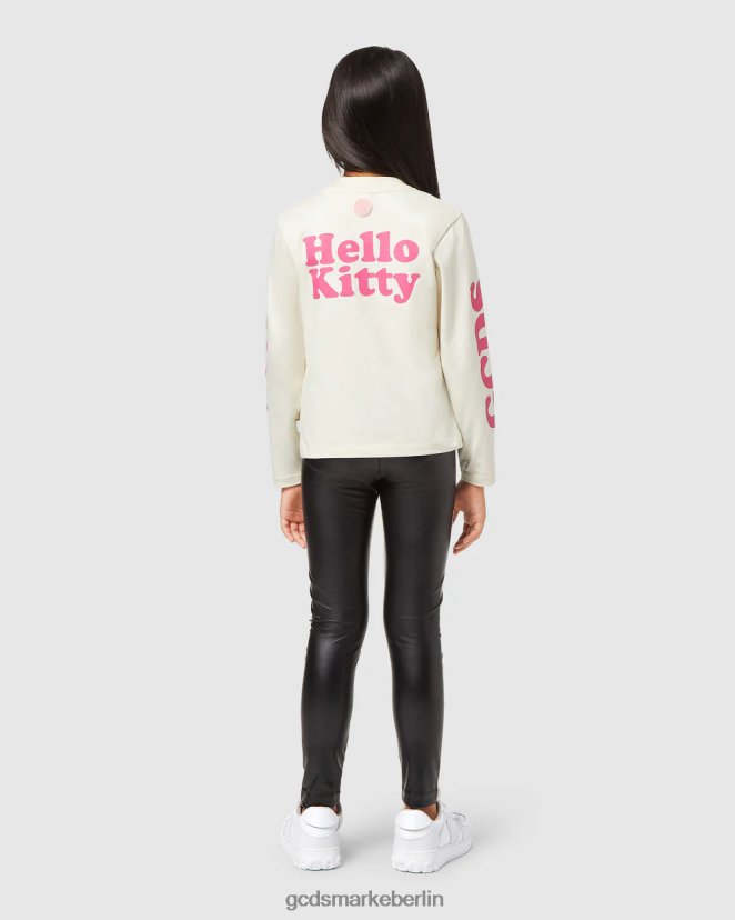 GCDS Kinder Langarm-T-Shirt „Hello Kitty“ für Junioren LP42F800 cremefarben Kleidung