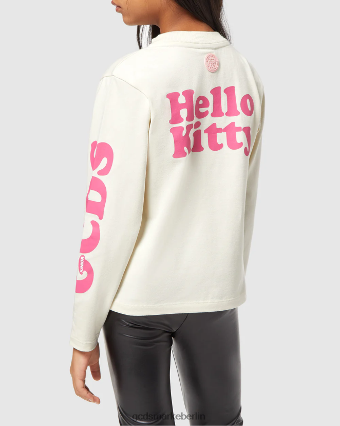 GCDS Kinder Langarm-T-Shirt „Hello Kitty“ für Junioren LP42F800 cremefarben Kleidung