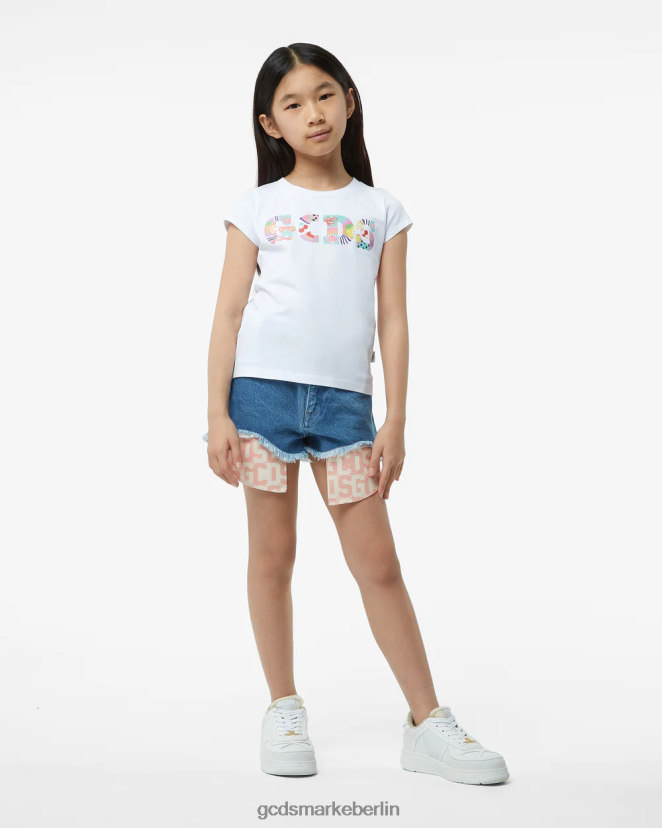 GCDS Kinder Patchwork-T-Shirt für Kinder LP42F793 Weiß Kleidung