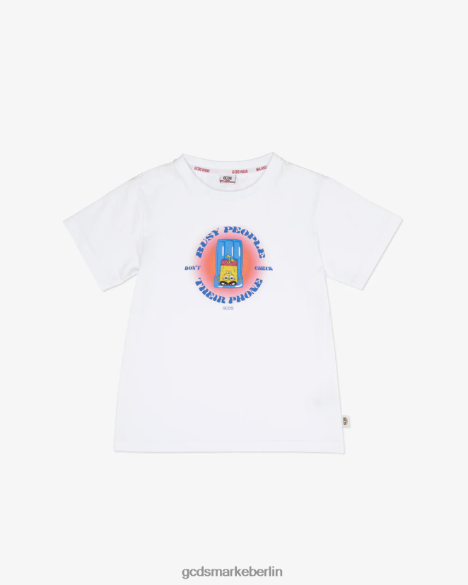 GCDS Kinder T-Shirt für Junior-Spongebob-Beschäftigte LP42F715 Weiß Kleidung