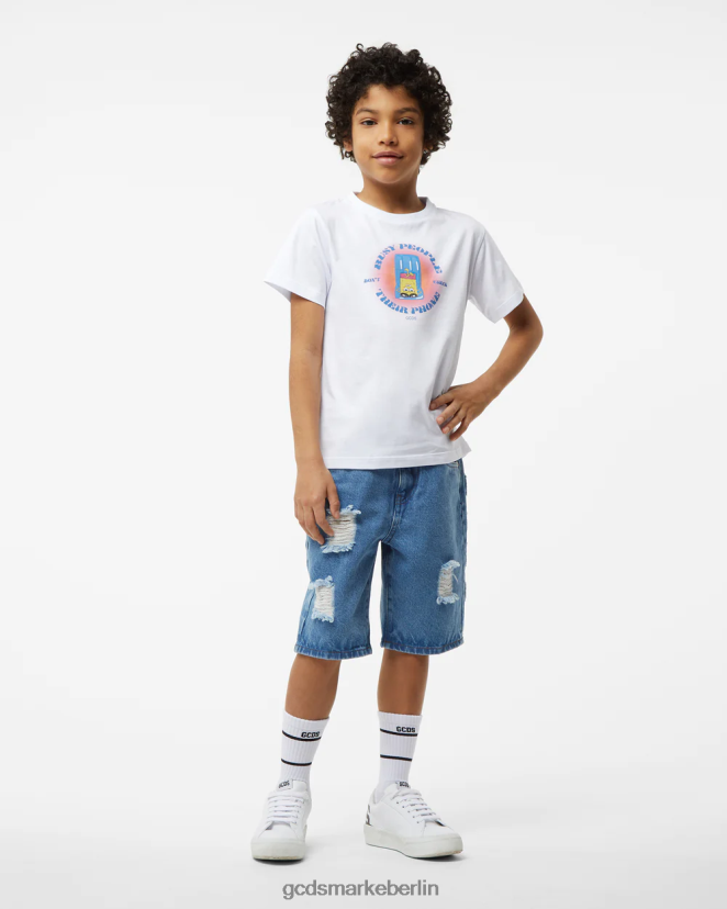 GCDS Kinder T-Shirt für Junior-Spongebob-Beschäftigte LP42F715 Weiß Kleidung