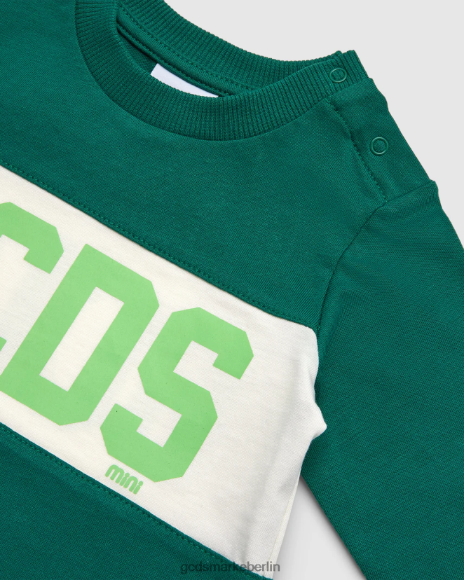 GCDS Kinder T-Shirt mit Baby-Logoband LP42F631 Grün Kleidung