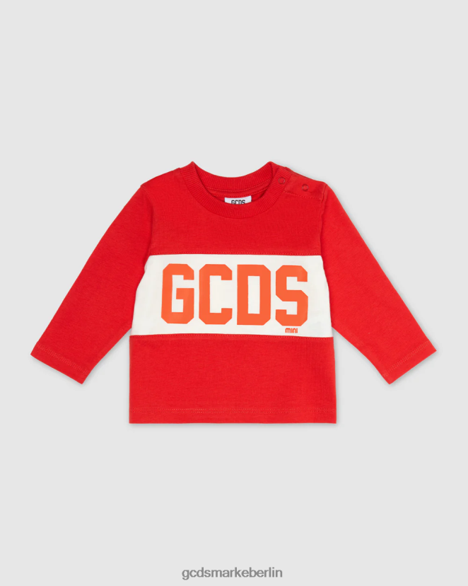 GCDS Kinder T-Shirt mit Baby-Logoband LP42F633 Rot Kleidung