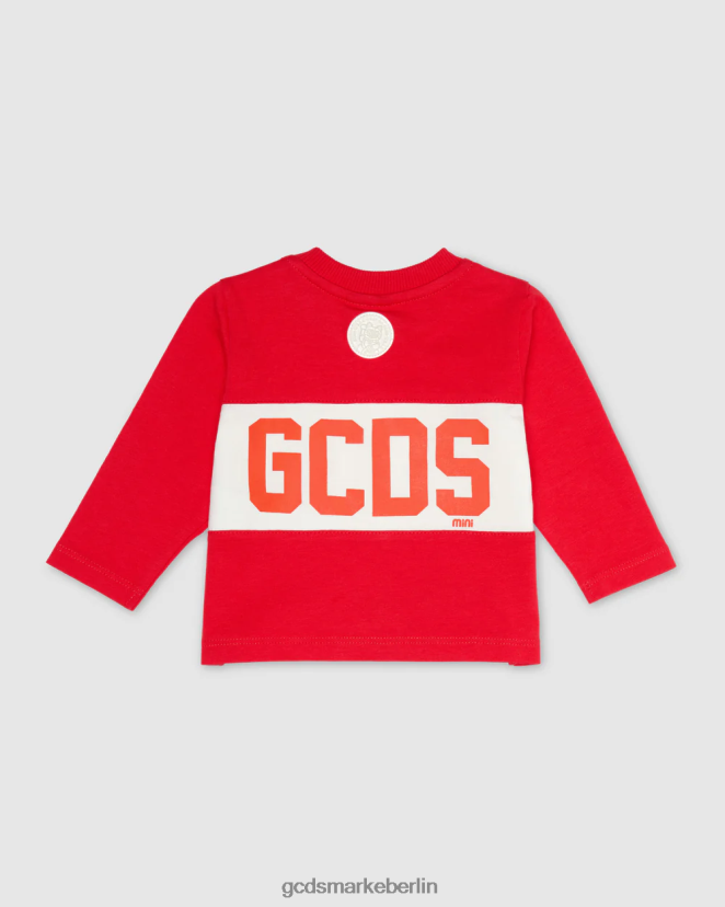 GCDS Kinder T-Shirt mit Baby-Logoband LP42F633 Rot Kleidung