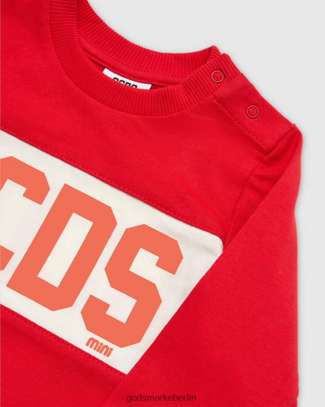 GCDS Kinder T-Shirt mit Baby-Logoband LP42F633 Rot Kleidung