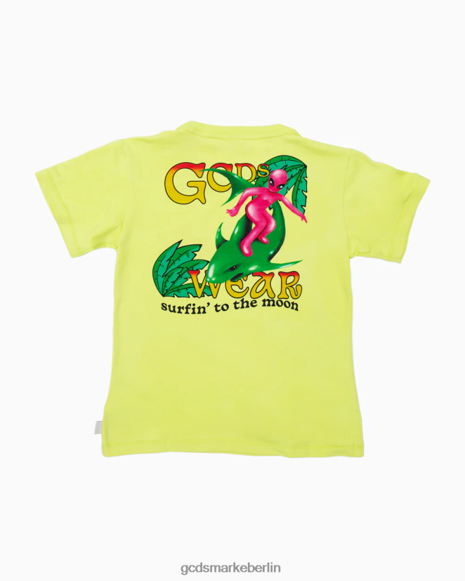 GCDS Kinder T-Shirt mit Surfing-Wirdo-Aufdruck für Kinder LP42F716 Kalk Kleidung