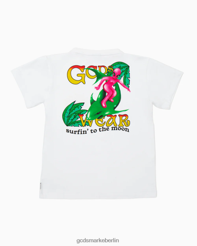 GCDS Kinder T-Shirt mit Surfing-Wirdo-Aufdruck für Kinder LP42F717 Weiß Kleidung