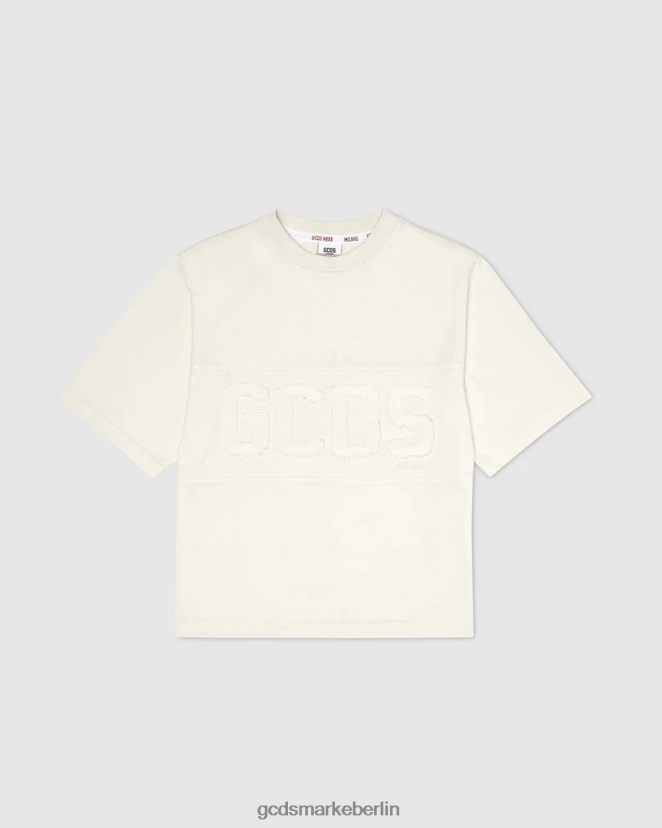 GCDS Kinder Überfärbtes Junior-T-Shirt mit Logoband LP42F706 cremefarben Kleidung