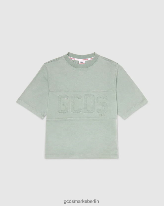 GCDS Kinder Überfärbtes Junior-T-Shirt mit Logoband LP42F707 Grün Kleidung