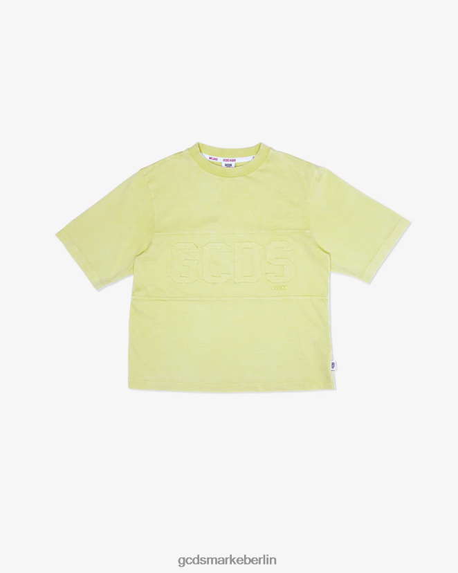 GCDS Kinder Überfärbtes Junior-T-Shirt mit Logoband LP42F723 Kalk Kleidung