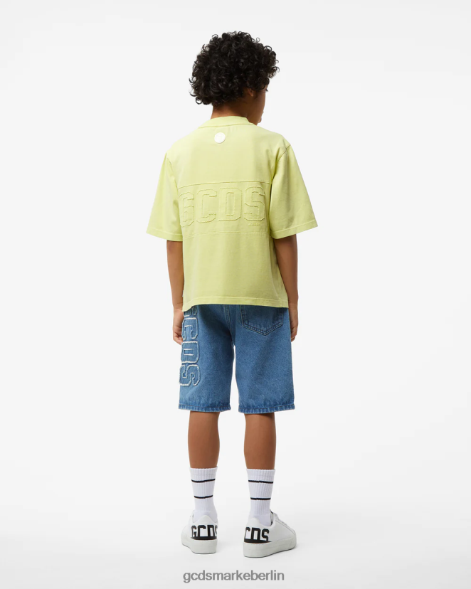 GCDS Kinder Überfärbtes Junior-T-Shirt mit Logoband LP42F723 Kalk Kleidung
