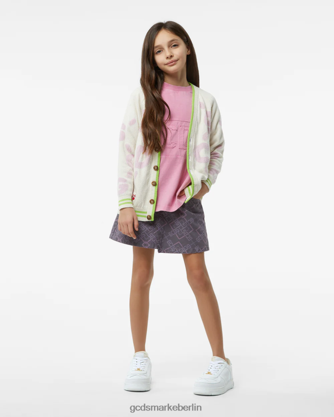 GCDS Kinder Überfärbtes Junior-T-Shirt mit Logoband LP42F790 Rosa Kleidung