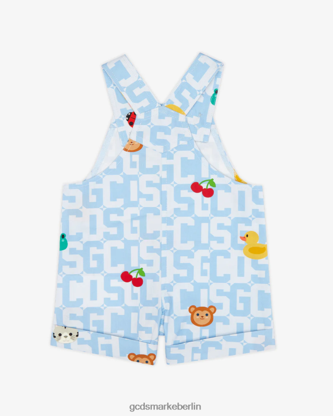 GCDS Kinder Baby-Monogramm-Tiere-Latzhose LP42F608 hellblau Kleidung
