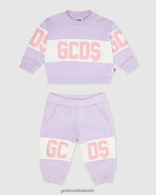 GCDS Kinder Baby-Trainingsanzug mit Logoband LP42F594 lila Kleidung