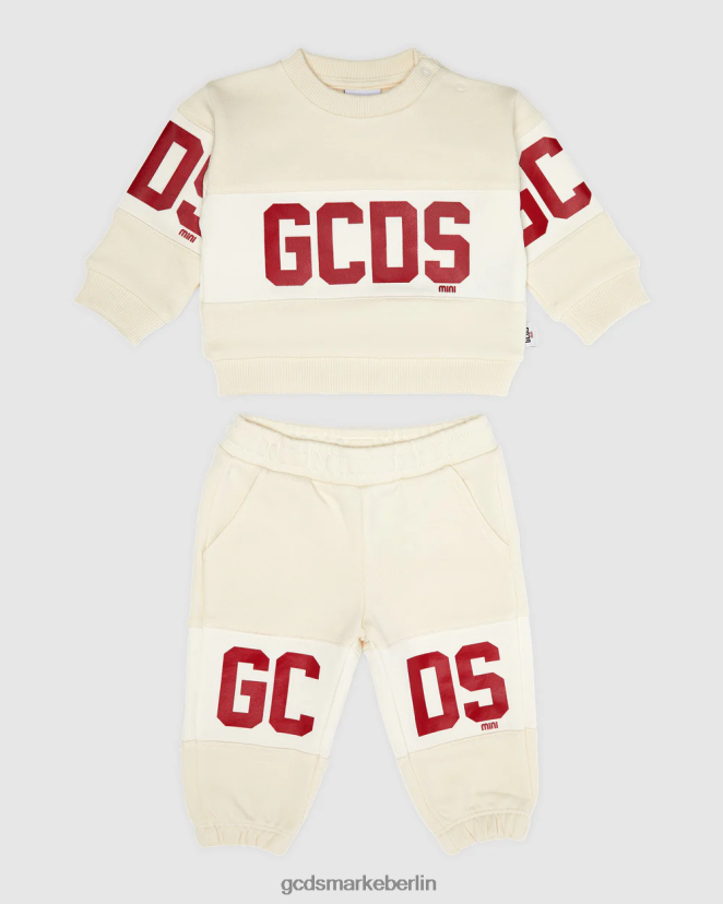 GCDS Kinder Baby-Trainingsanzug mit Logoband LP42F598 Schaumgrau Kleidung