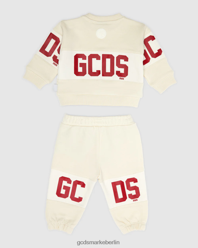 GCDS Kinder Baby-Trainingsanzug mit Logoband LP42F598 Schaumgrau Kleidung