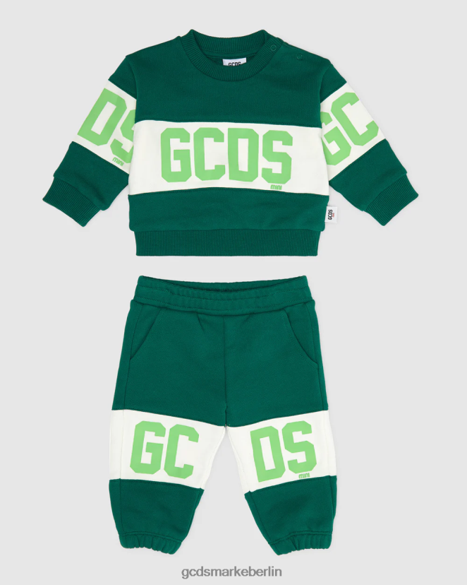 GCDS Kinder Baby-Trainingsanzug mit Logoband LP42F600 Grün Kleidung