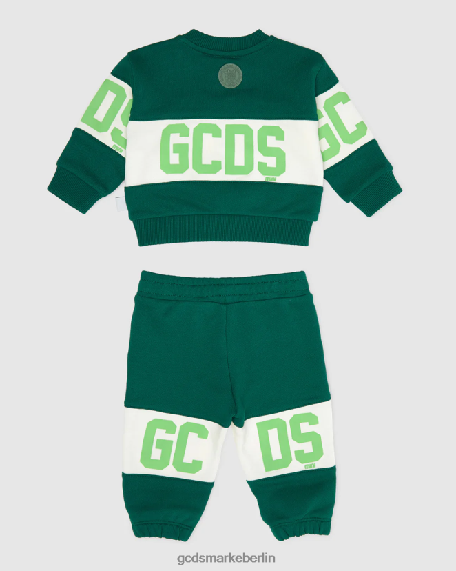 GCDS Kinder Baby-Trainingsanzug mit Logoband LP42F600 Grün Kleidung