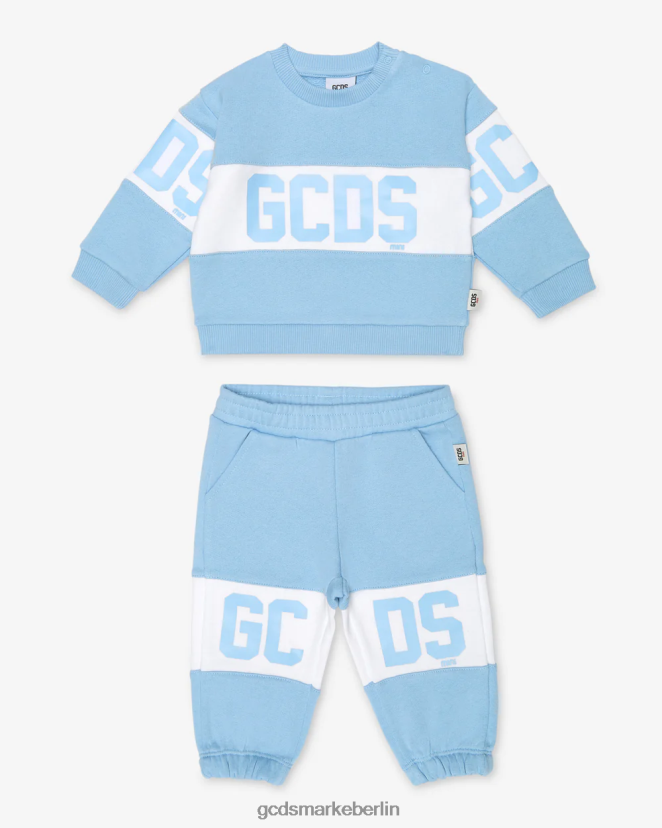 GCDS Kinder Baby-Trainingsanzug mit Logoband LP42F607 Engelsblau Kleidung