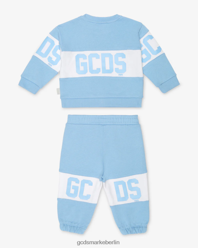 GCDS Kinder Baby-Trainingsanzug mit Logoband LP42F607 Engelsblau Kleidung