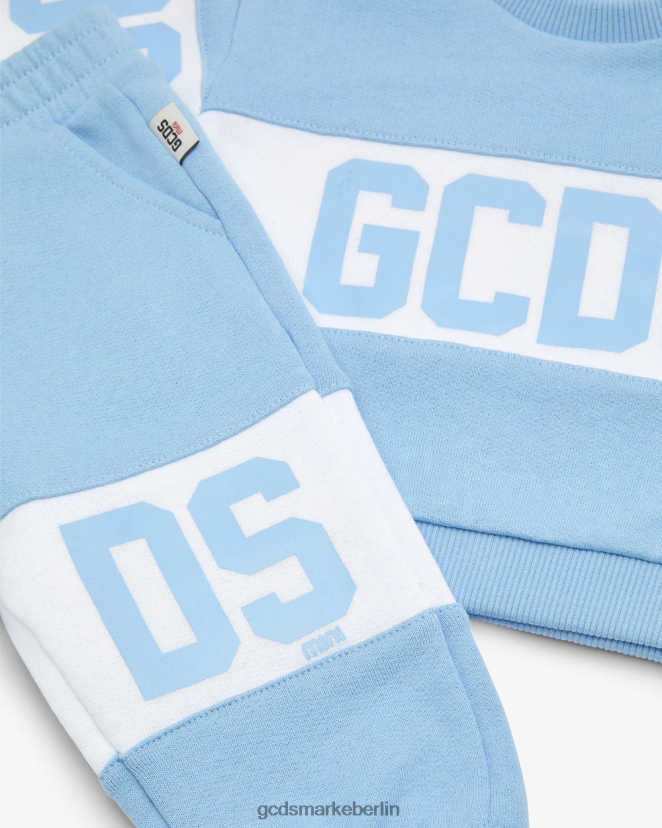 GCDS Kinder Baby-Trainingsanzug mit Logoband LP42F607 Engelsblau Kleidung
