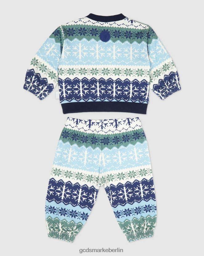 GCDS Kinder Weihnachts-Trainingsanzug mit Baby-Logoband LP42F596 Blau Kleidung