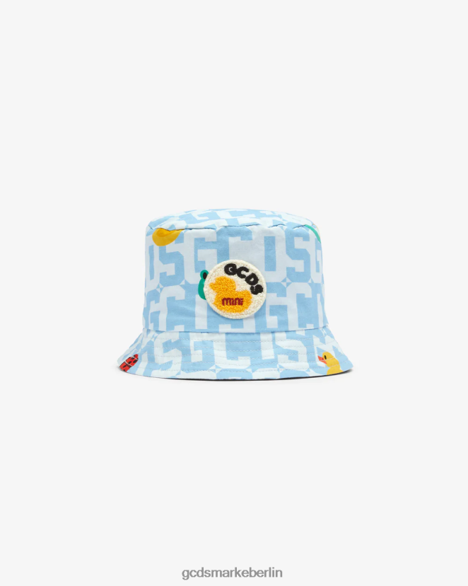 GCDS Kinder Baby-Monogramm-Tiere-Eimerhut LP42F657 hellblau Zubehörteil