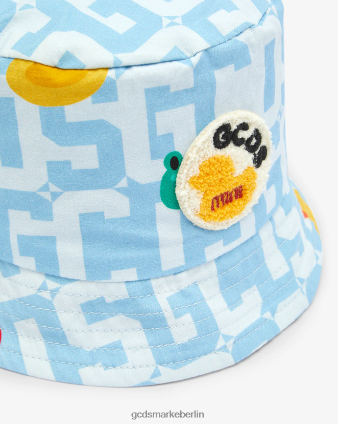 GCDS Kinder Baby-Monogramm-Tiere-Eimerhut LP42F657 hellblau Zubehörteil