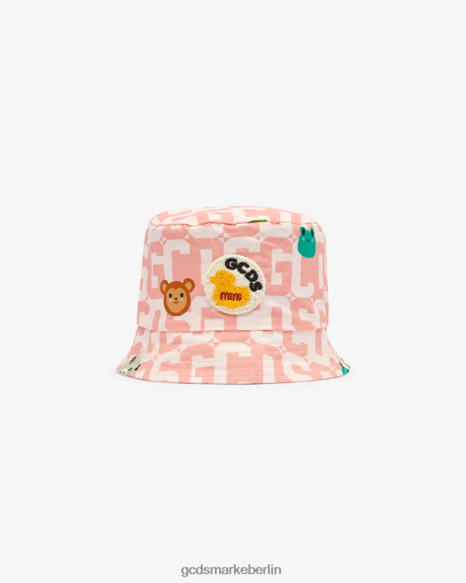 GCDS Kinder Baby-Monogramm-Tiere-Eimerhut LP42F658 Rosa Zubehörteil
