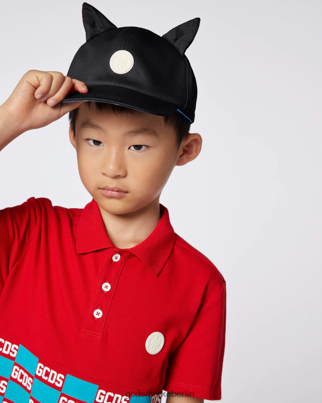 GCDS Kinder Junior-Baseballkappe LP42F766 Schwarz Zubehörteil