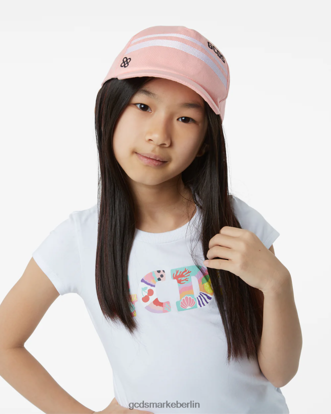 GCDS Kinder Junior-Baseballkappe mit niedrigem Logoband LP42F775 Rosa Zubehörteil