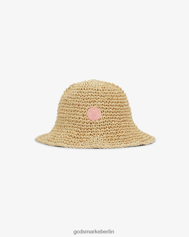 GCDS Kinder Junior-Glockenhut aus Stroh LP42F778 Beige Zubehörteil