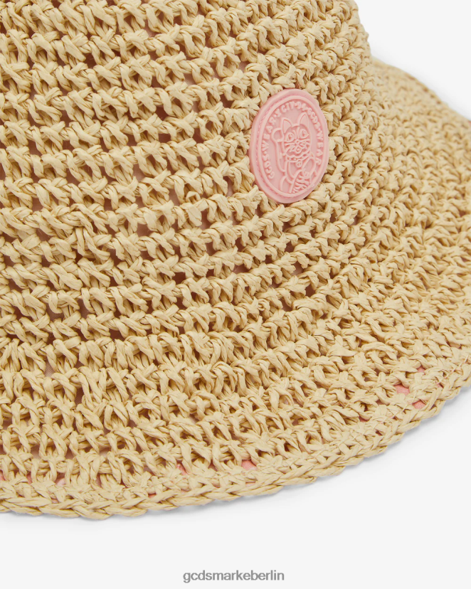 GCDS Kinder Junior-Glockenhut aus Stroh LP42F778 Beige Zubehörteil