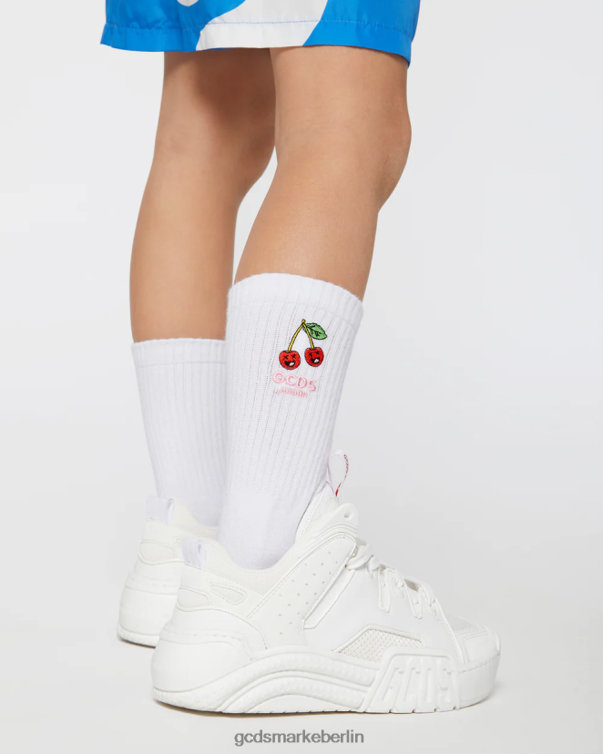 GCDS Kinder Junior-Kirschsocken LP42F769 Weiß Zubehörteil